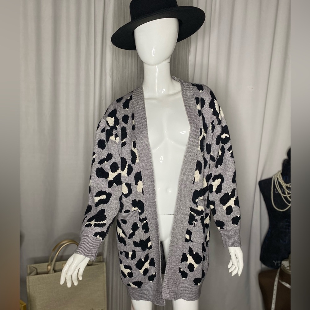Leopard Print Sweater Cardigan